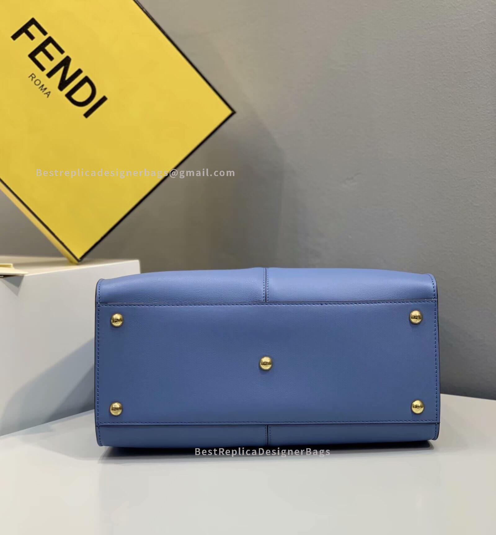 Fendi Peekaboo X-Lite Medium Blue Leather Bag 304S - Best Fendi Replica